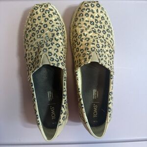 TOMS Tan and Black Leopard Espadrilles